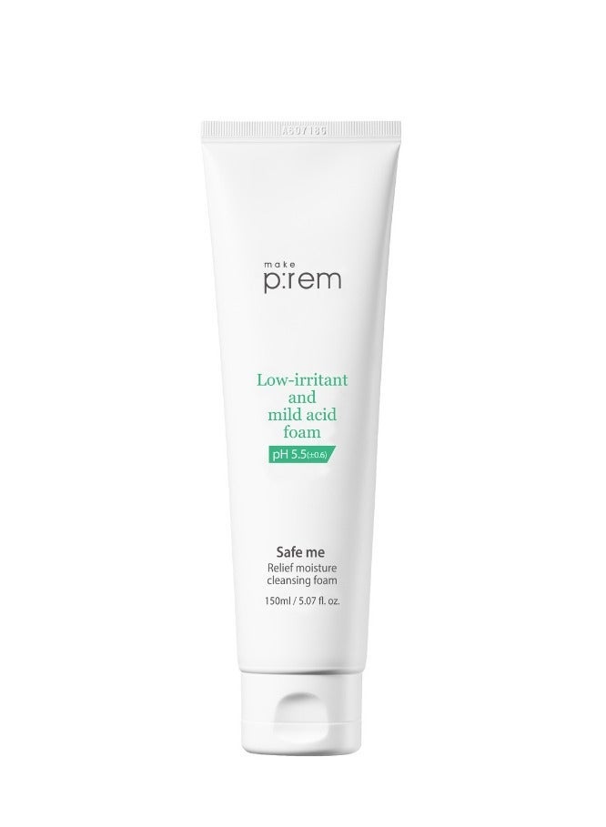 MAKEP:REM Make P:Rem Safe Me. Relief Moisture Cleansing Foam, Delicate Eye-Friendly Face Wash, Ph Balanced Deep Pore Cleansing, Korean Skin Care, 150ml - Image 1